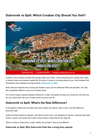 Dubrovnik vs Split Which Croatian City Should You Visit