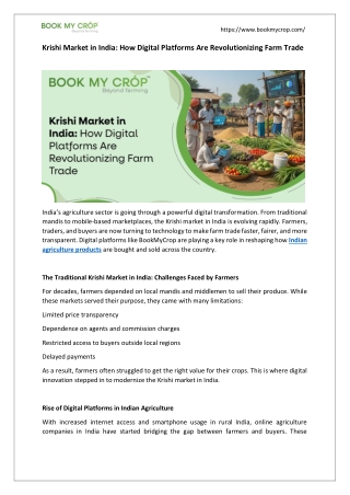 Krishi Market in India: How Digital Platforms Are Revolutionizing Farm Trade