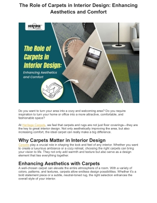 The Role of Carpets in Interior Design: Enhancing Aesthetics and Comfort