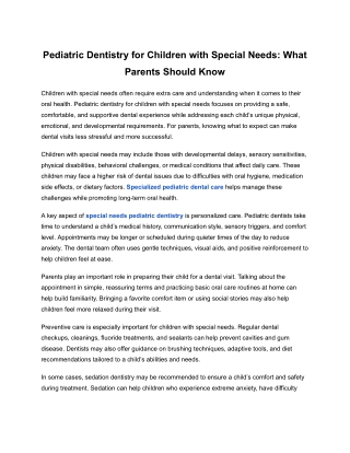 Pediatric Dentistry for Children with Special Needs_ What Parents Should Know