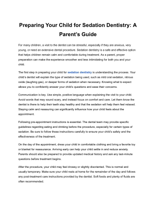 Preparing Your Child for Sedation Dentistry_ A Parent’s Guide