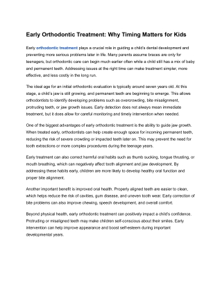 Early Orthodontic Treatment_ Why Timing Matters for Kids