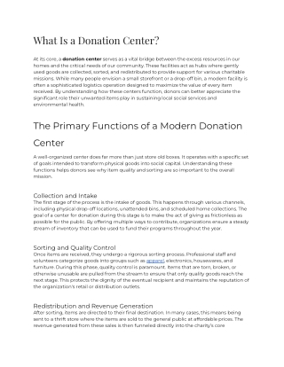 E - What Is a Donation Center