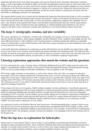Ground Inspection Fundamentals for Helical as well as Resistance Pile Variety