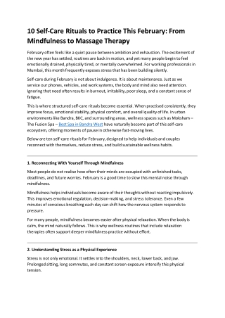 10 Self-Care Rituals to Practice This February: From Mindfulness to Massage