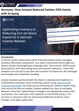 Germany How Actowiz Reduced Fashion OOS Events with Scraping