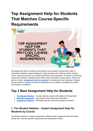 Top Assignment Help for Students That Matches Course-Specific Requirements