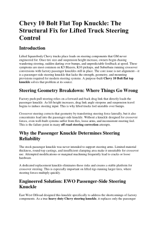 Chevy 10 Bolt Flat Top Knuckle The Structural Fix for Lifted Truck Steering Control