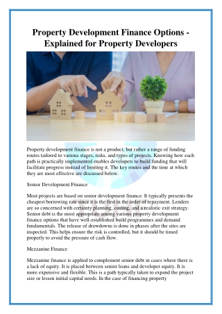 Property Development Finance Options - Explained for Property Developers