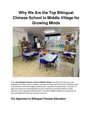 Why We Are the Top Bilingual Chinese School in Middle Village for Growing Minds