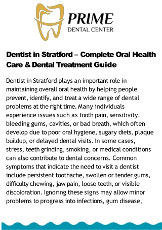 Dentist in Stratford – Trusted Dental Care for Everyday Oral Needs
