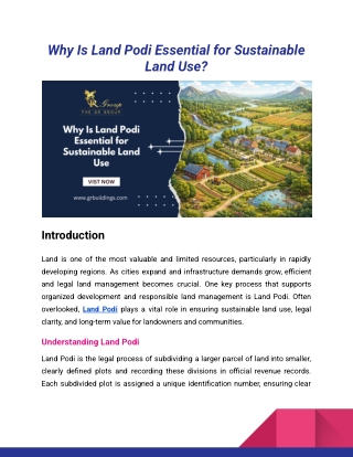 Why Is Land Podi Essential for Sustainable Land Use_GR Group