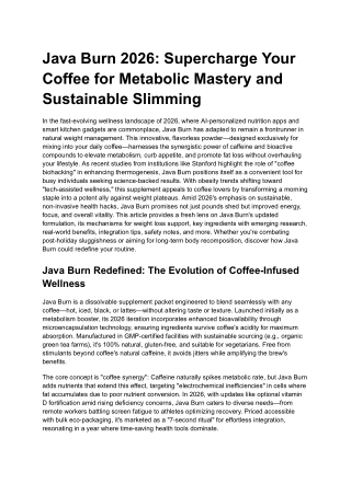 Java Burn 2026 Supercharge Your Coffee for Metabolic Mastery and Sustainable Slimming