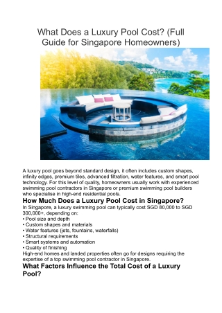 What Does a Luxury Pool Cost? (Full Guide for Singapore Homeowners)
