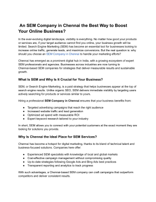 _An SEM Company in Chennai the Best Way to Boost Your Online Business_