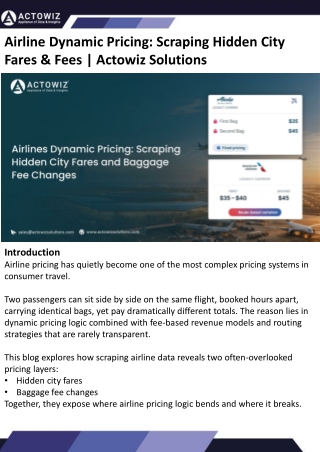 Airline Dynamic Pricing -  Scraping Hidden City Fares & Fees.pptx