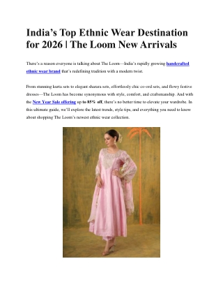 India’s Top Ethnic Wear Destination for 2026 - The Loom New Arrivals