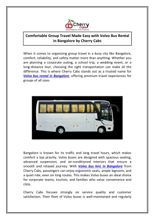 Volvo Bus Hire in Bangalore for Corporate & Leisure Trips