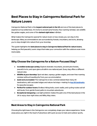 Places to Stay in Cairngorms National Park | City Tours UK