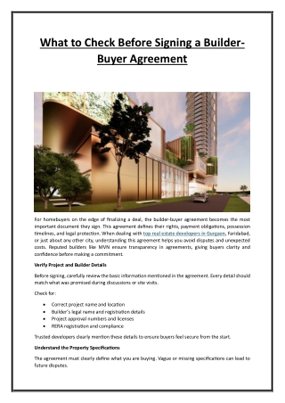 What to Check Before Signing a Builder-Buyer Agreement