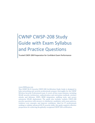 CWNP CWSP-208 Study Guide with Exam Syllabus and Practice Questions