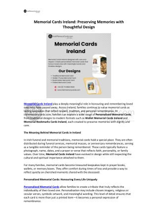 Memorial Cards Ireland
