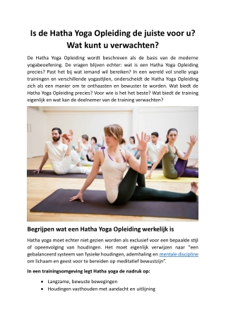 Is de Hatha Yoga Opleiding de juiste voor u? Wat kunt u verwachten?