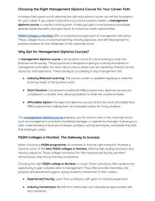 Choosing the Right Management Diploma Course for Your Career Path