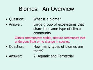 Biomes: An Overview