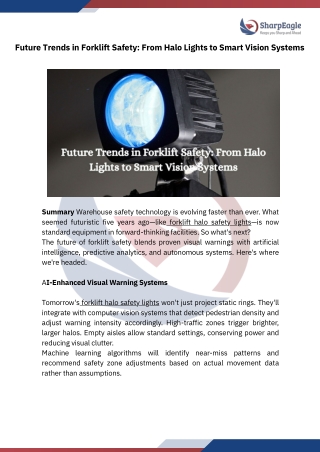 Future Trends in Forklift Safety From Halo Lights to Smart Vision Systems