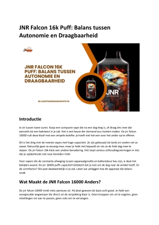 JNR Falcon 16k Puff Balans tussen Autonomie en Draagbaarheid