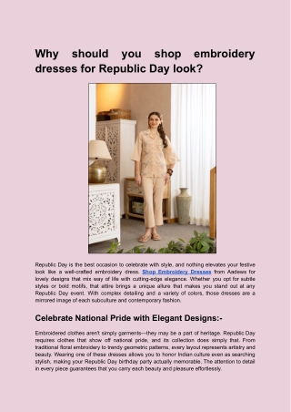 Why should you shop embroidery dresses for Republic Day look_