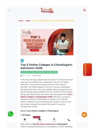Top 5 Online Colleges in Chhattisgarh: Admission 2026