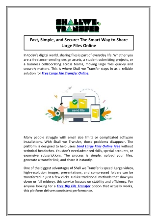 Free Big File Transfer – No Registration, No Limits, Just Speed