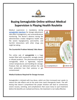 Buying Semaglutide Online Without Medical Supervision is Playing Health Roulette