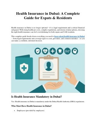 Health Insurance in Dubai A Complete Guide for Expats & Residents