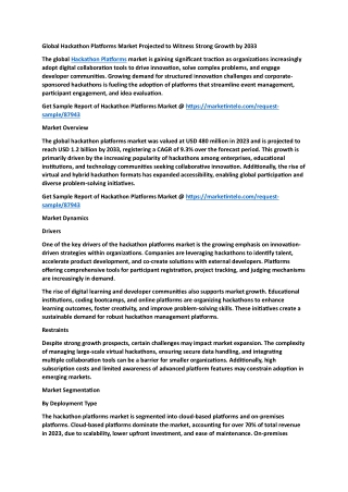 Global Hackathon Platforms Market Projected to Witness Strong Growth by 2033