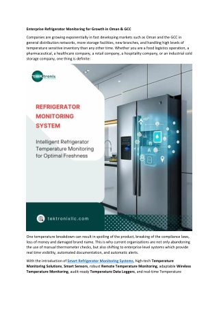 Enterprise Refrigerator Monitoring for Growth in Oman & GCC