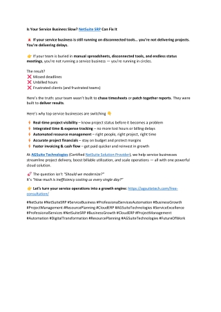 NetSuite Social - 30-9-25 - NetSuite Social - Is Your Service Business Slow