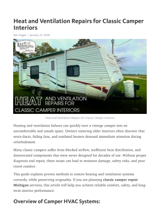 Classic Camper Furnace Repair Service in Michigan