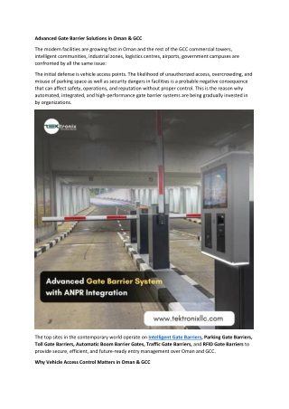 Advanced Gate Barrier Solutions in Oman & GCC