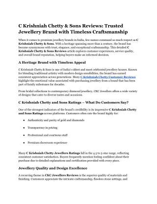 C Krishniah Chetty & Sons Reviews_ Trusted Jewellery Brand with Timeless Craftsmanship