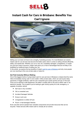Instant Cash for Cars in Brisbane_ Benefits You Can’t Ignore