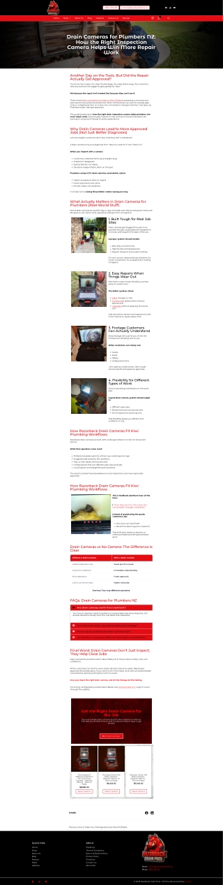 Drain Cameras for Plumbers NZ: How the Right Inspection Camera Helps Win More Re