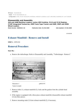 Caterpillar Cat RT80, RT100 TELEHANDLER (Prefix 1GJ) Service Repair Manual Instant Download (1GJ00001-01207)