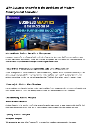 Why Business Analytics Is the Backbone of Modern Management Education