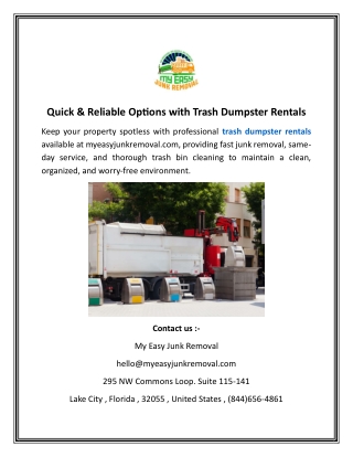 Quick & Reliable Options with Trash Dumpster Rentals