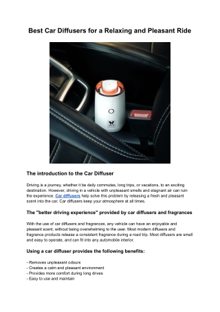 Best Car Diffusers for a Relaxing and Pleasant Ride