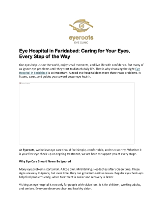 Eye Hospital in Faridabad Caring for Your Eyes, Every Step of the Way