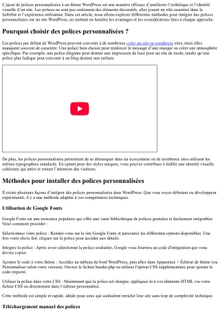 Installer des polices personnalisées sur son thème wordpress.